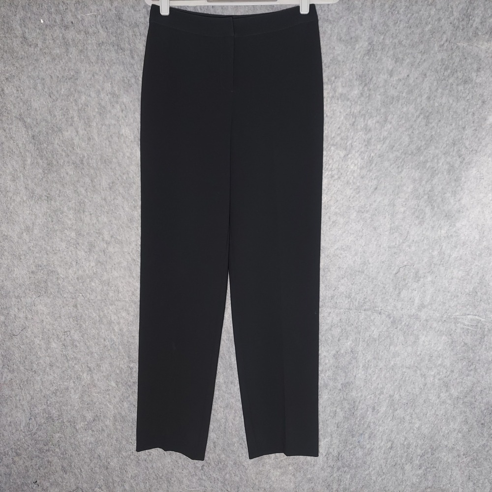 St John Caviar Trousers 2 Black Quiet Luxury Straight Leg Dress Pants USA Made
